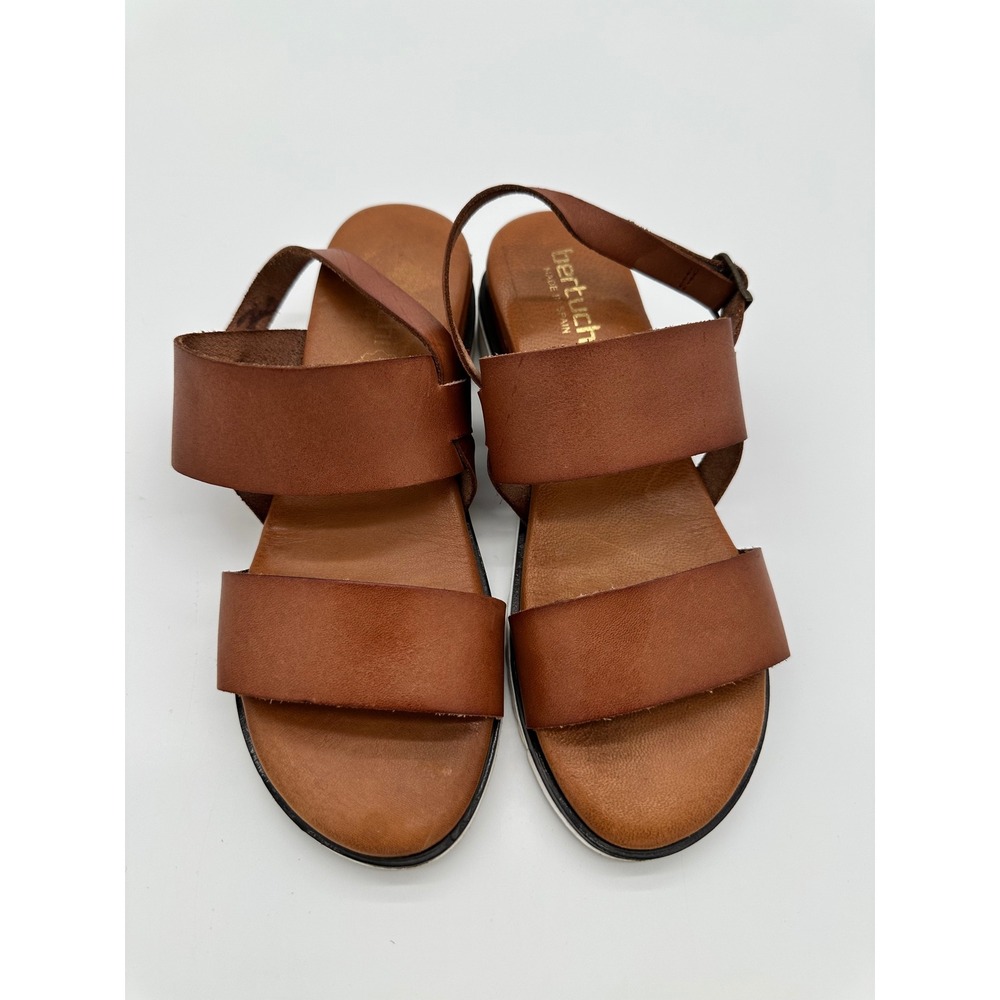 Bertuchi Sandals Womens Leather Ankle Strap Platform Brown Size 7.5
